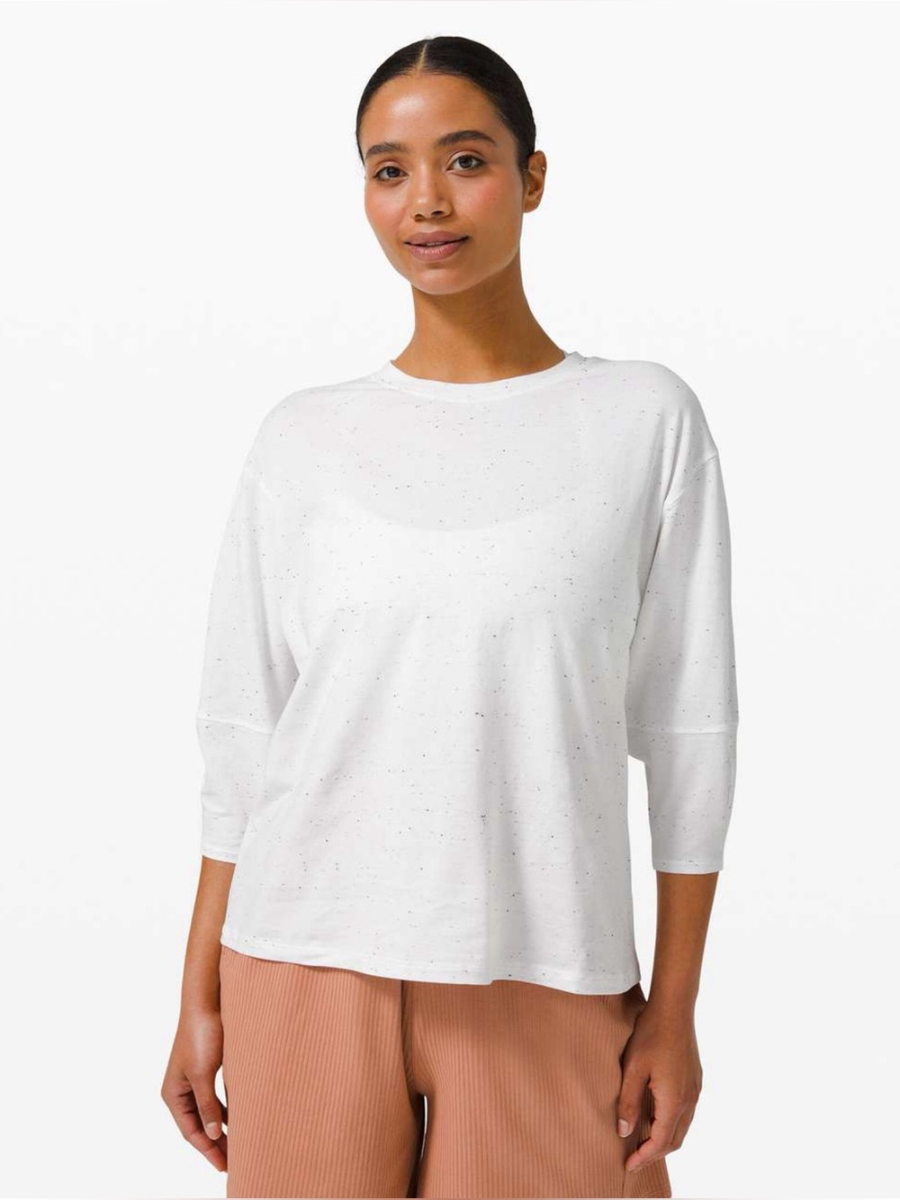 Lululemon LA 3/4 Sleeve Crewneck Shirt in Confetti Black White